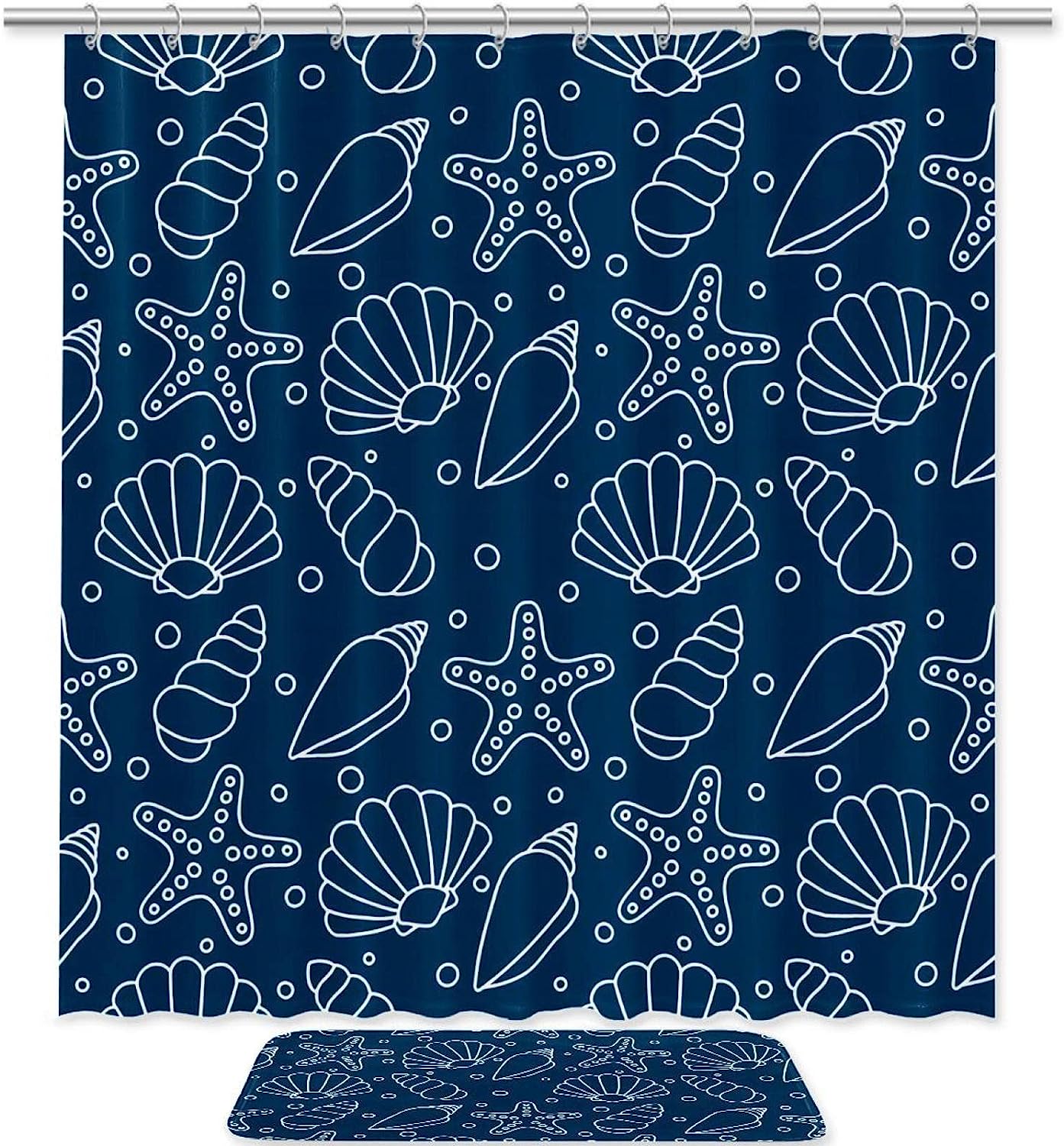 Seashells And Starfish Unique Shower Curtain Design
