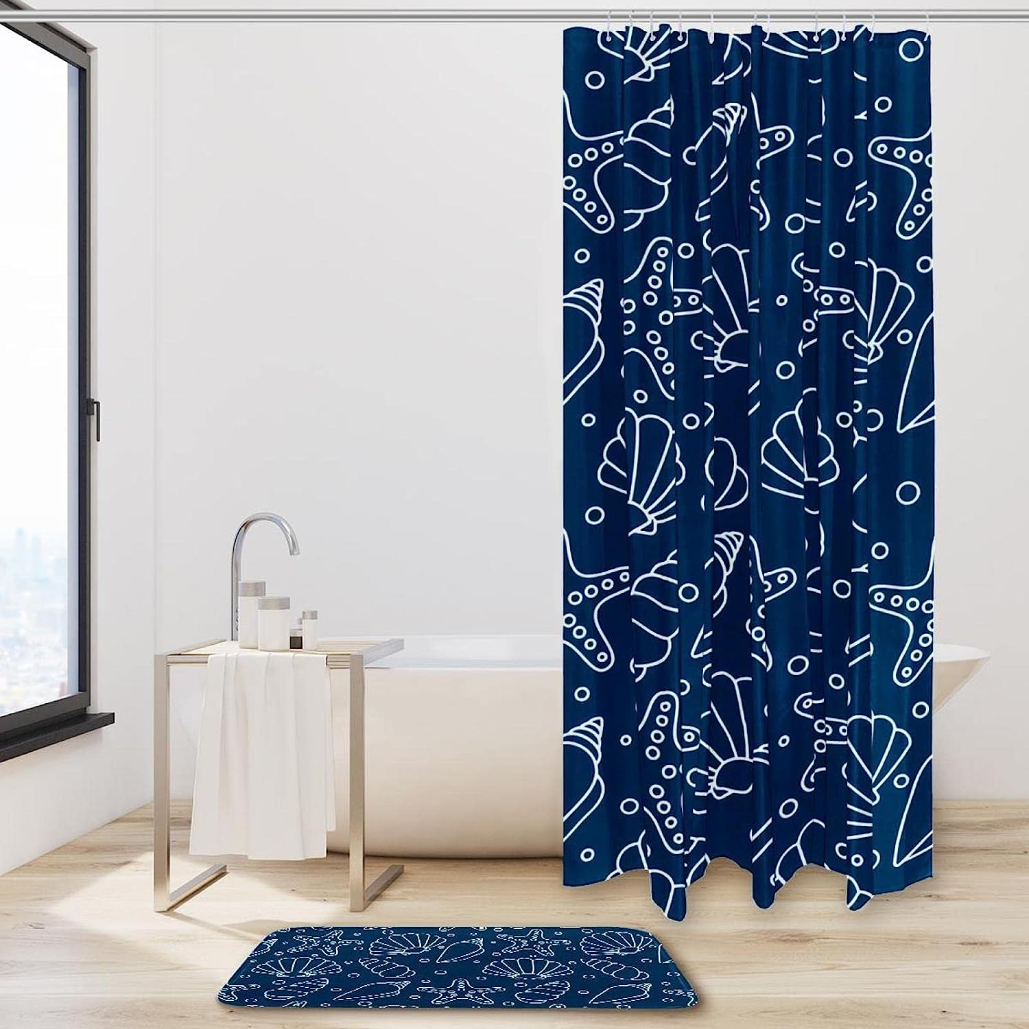 Seashells And Starfish Unique Shower Curtain Design