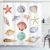 Seashells Animals Print Shower Curtain for Summer Bathroom Decor 