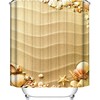Seashells On Sand Fabric Shower Curtain, Beachy Bathroom Decor With Hooks