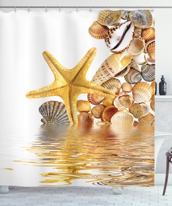 Seashells Print Beach Shower Curtain For A Unique Bathroom Decor