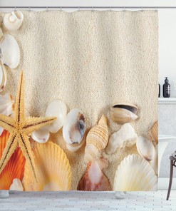 Seashells Printed Shower Curtain For Beach-Loving Bathrooms