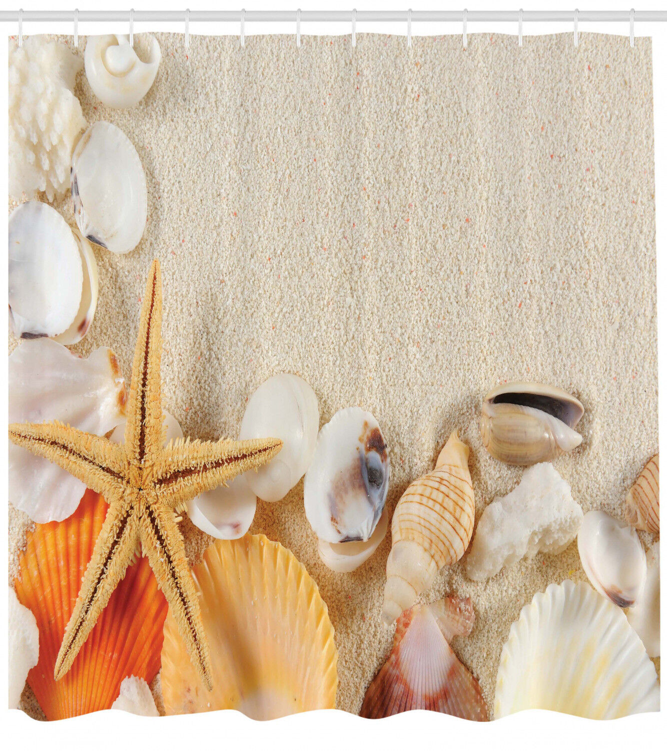 Seashells Printed Shower Curtain For Beach-Loving Bathrooms - Image 2