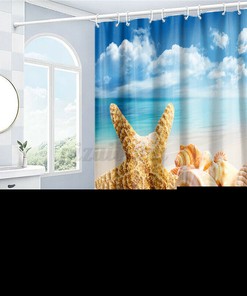 Seashells and Starfish Shower Curtain for a Beachy Bathroom