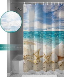 Seashells and Starfish Vintage Shower Curtain for a Beachy Bathroom