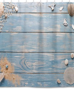 Seashells on Wooden Plank Shower Curtain Modern Home Bathroom Hotel Spa Decorations Waterproof Fabric