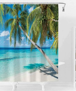 Seaside Beach Shower Curtain for Summer Bathroom Decor