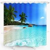 Seaside Landscape Shower Curtain with Palm Trees and Blue Sky - Ocean Beach Theme