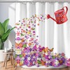 Seasonal Butterfly Shower Curtain with Floral Prints, Spring and Summer Bathroom Decor 