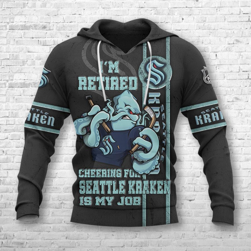 Seattle Kraken I'M Retired - Custom All Over Print 3D Hoodie Gifts For Fans