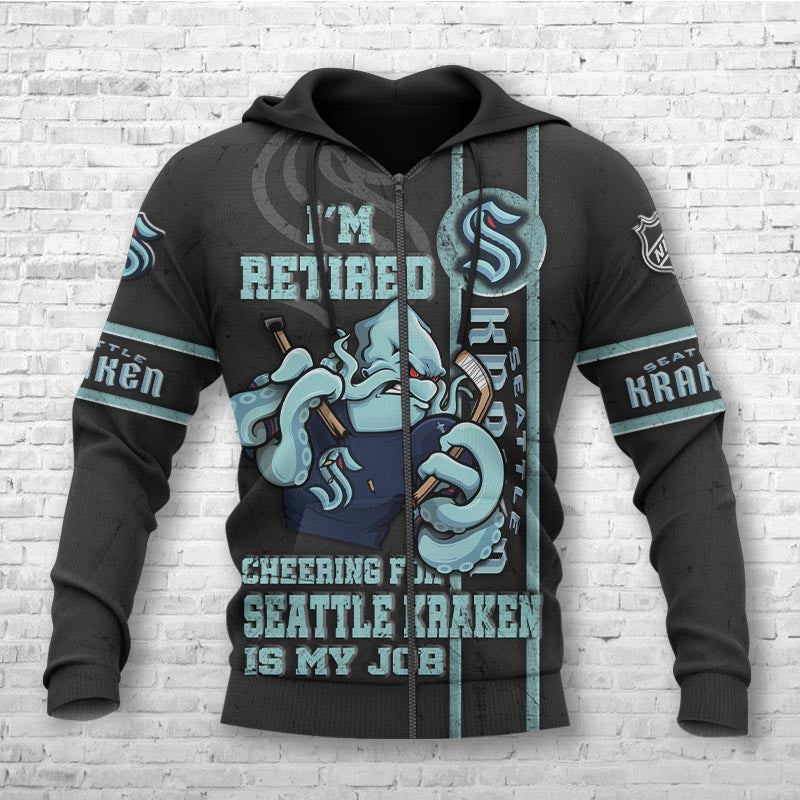 Seattle Kraken I'M Retired - Custom All Over Print 3D Hoodie Gifts For Fans