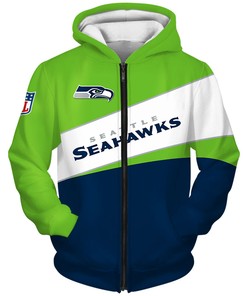 Seattle Seahawks 3D All Over Print Zip Hoodie - Men'S 3D Hoodies