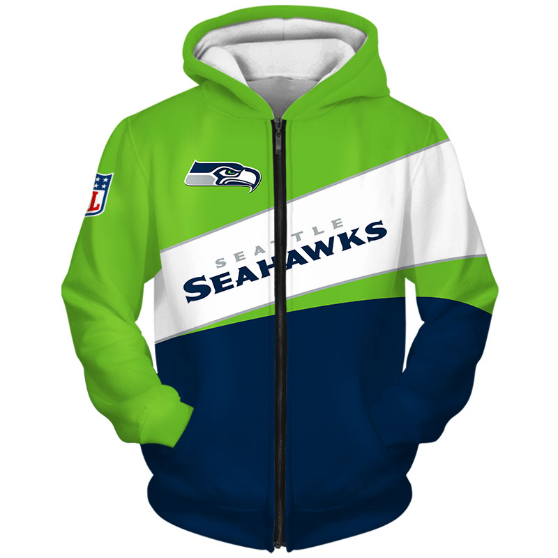 Seattle Seahawks 3D All Over Print Zip Hoodie - Men'S 3D Hoodies