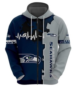 Seattle Seahawks All Over Print 3D Zip-Up Hoodie - Perfect For Nfl Fans
