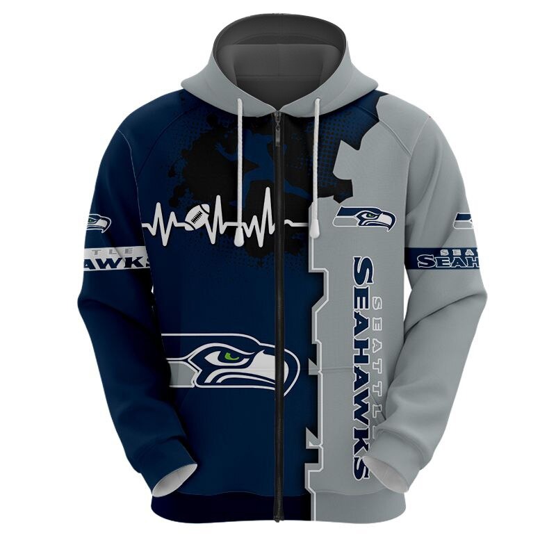 Seattle Seahawks All Over Print 3D Zip-Up Hoodie - Perfect For Nfl Fans