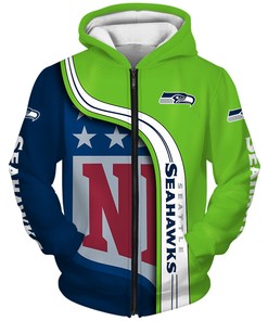 Seattle Seahawks All Over Print Pullover Zip Hoodie - Nfl Fans