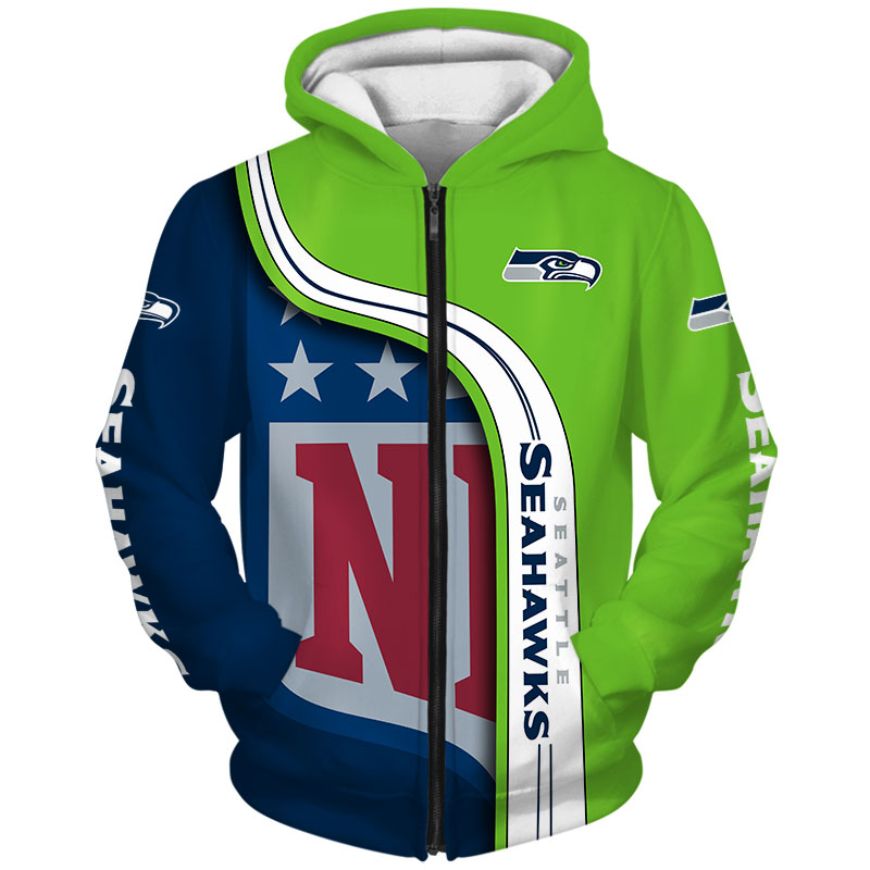 Seattle Seahawks All Over Print Pullover Zip Hoodie - Nfl Fans