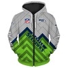 Seattle Seahawks All Over Print Zip Hoodie Pullover - Size S-5Xl - Men'S 3D Hoodies