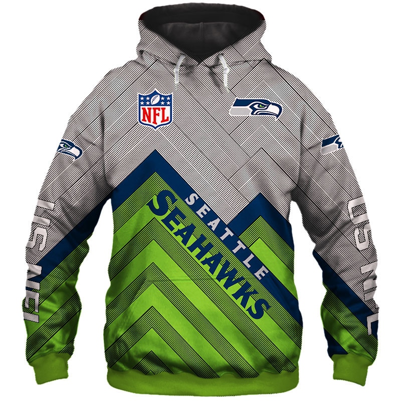 Seattle Seahawks All Over Print Zip Hoodie Pullover - Size S-5Xl - Men'S 3D Hoodies