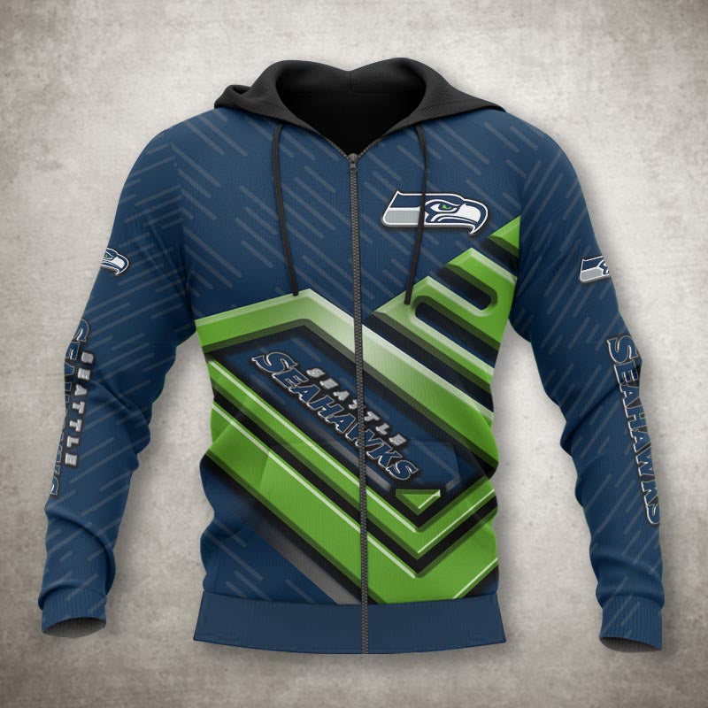 Seattle Seahawks All Over Print Zip Up Hoodie 3D No 1 - Gifts For Fans
