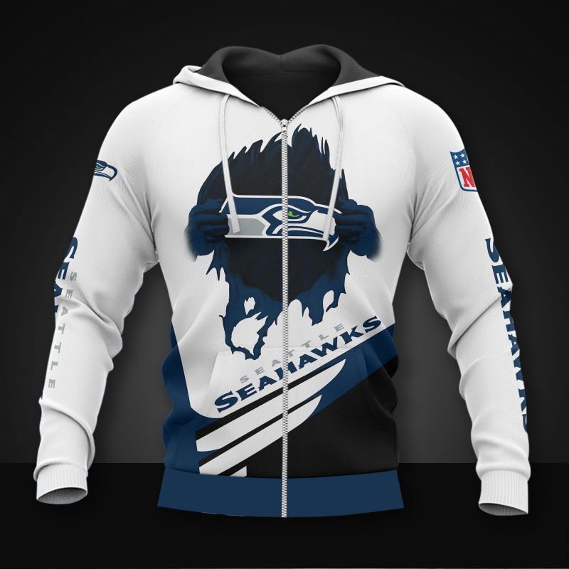 Seattle Seahawks Cool Graphic All Over Print Hoodie - Gifts For Fans