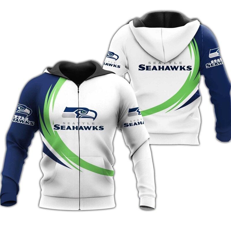 Seattle Seahawks Curve Graphic All Over Print Hoodie - Gifts For Fans