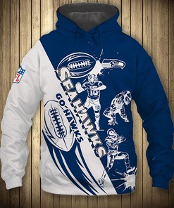 Seattle Seahawks Cute Cartoon Player - 3D Graphic Hoodie Zip Hoodie