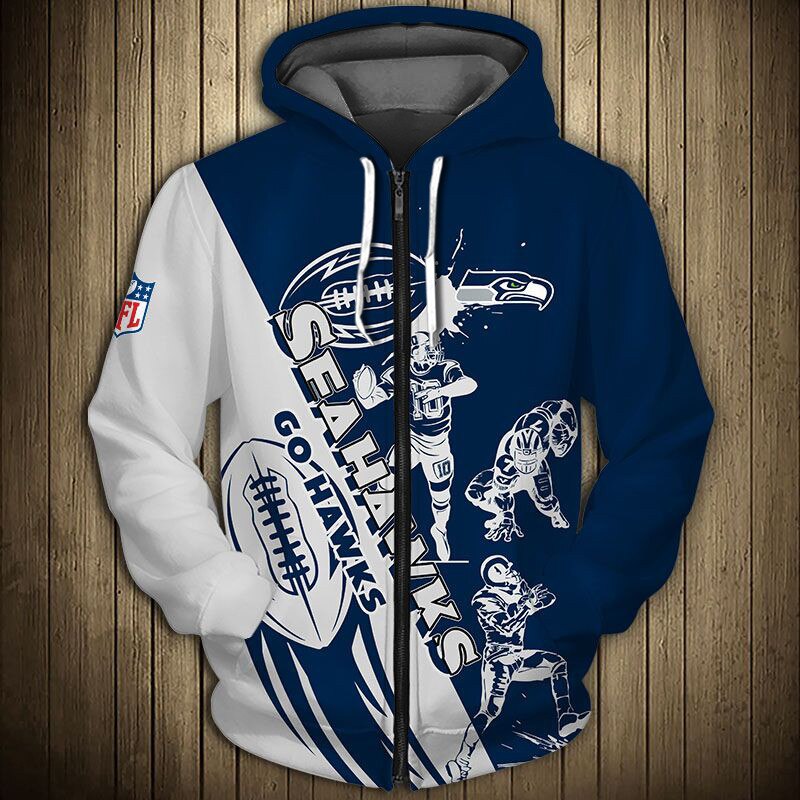 Seattle Seahawks Cute Cartoon Player - 3D Graphic Hoodie Zip Hoodie