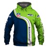 Seattle Seahawks Cute Zip Hoodie Pullover - 3D Graphic Hoodie Gift For Fans