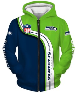 Seattle Seahawks Cute Zip Hoodie Pullover - 3D Graphic Hoodie Gift For Fans