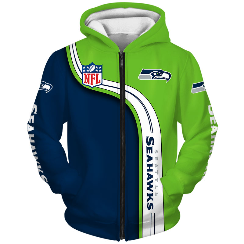 Seattle Seahawks Cute Zip Hoodie Pullover - 3D Graphic Hoodie Gift For Fans