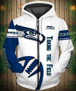 Seattle Seahawks Graphic Balls - 3D All Over Print Zip Hoodie Pullover