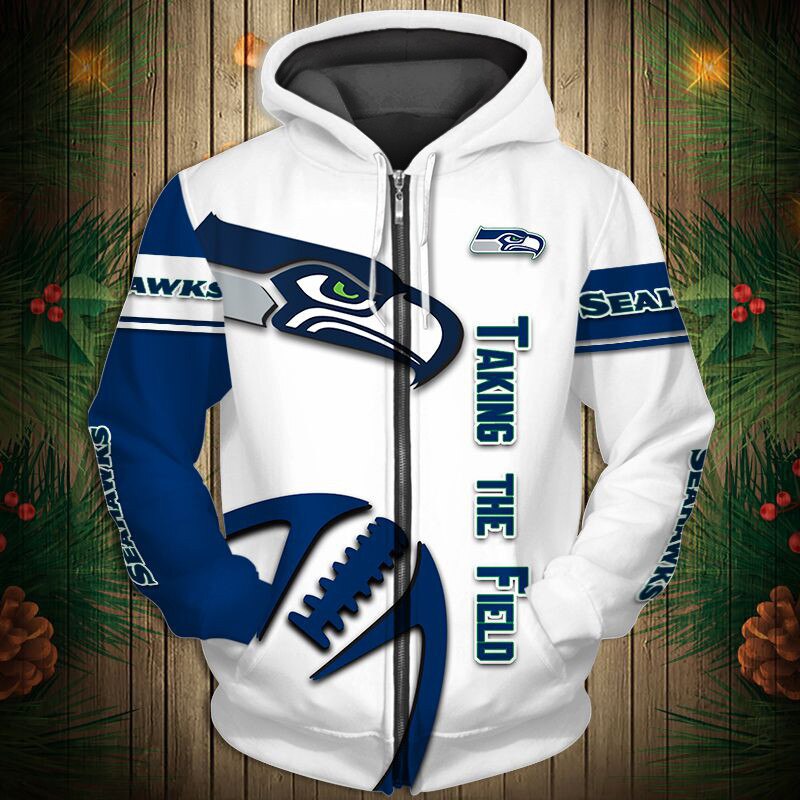 Seattle Seahawks Graphic Balls - 3D All Over Print Zip Hoodie Pullover