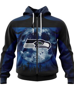 Seattle Seahawks Halloween Custom Name & Number - 3D All Over Print Hoodie Gifts For Fans