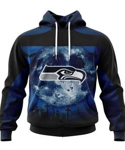 Seattle Seahawks Halloween Custom Name & Number - 3D All Over Print Hoodie Gifts For Fans