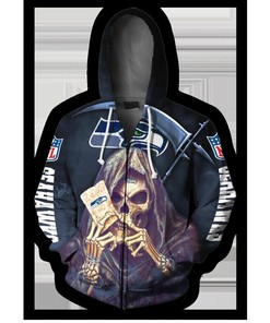 Seattle Seahawks Halloween Death Card - 3D All Over Print Hoodie Gifts For Fans