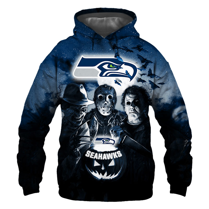 Seattle Seahawks Halloween Horror Night - 3D All Over Print Hoodie Gift For Fans
