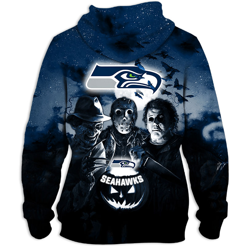 Seattle Seahawks Halloween Horror Night - 3D All Over Print Hoodie Gift For Fans
