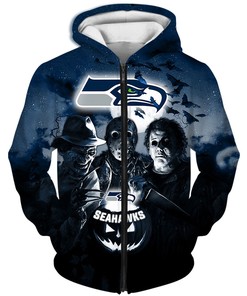 Seattle Seahawks Halloween Horror Night - 3D All Over Print Hoodie Gift For Fans
