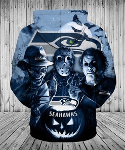 Seattle Seahawks Horror Night Halloween - 3D All Over Print Pullover Nfl