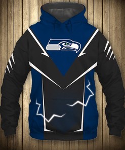 Seattle Seahawks Lightning Graphic All Over Print Hoodie Gifts For Fans