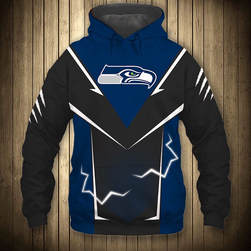 Seattle Seahawks Lightning Graphic All Over Print Hoodie Gifts For Fans