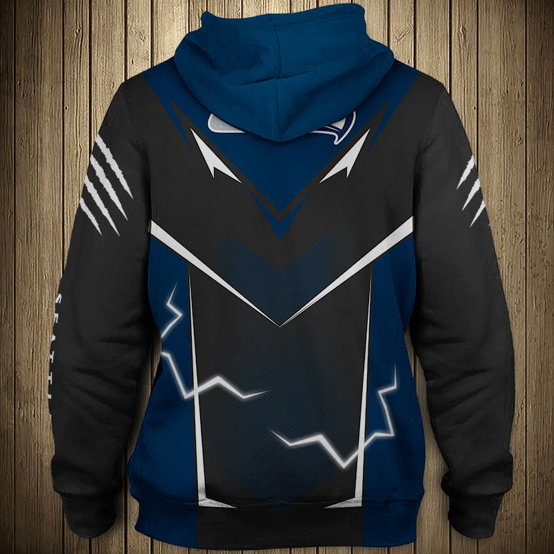Seattle Seahawks Lightning Graphic All Over Print Hoodie Gifts For Fans