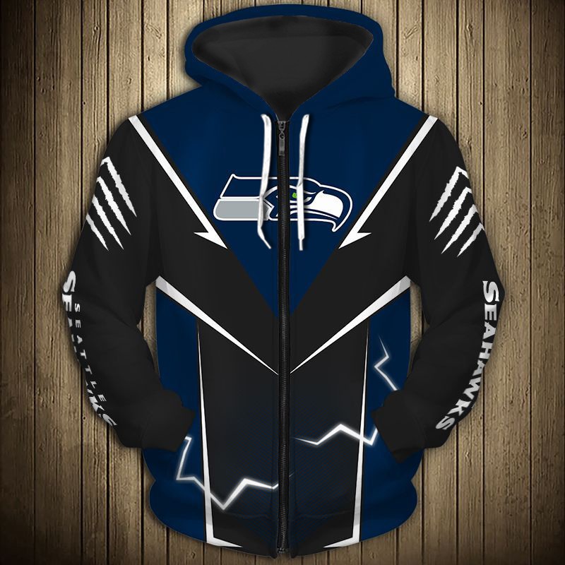 Seattle Seahawks Lightning Graphic All Over Print Hoodie Gifts For Fans
