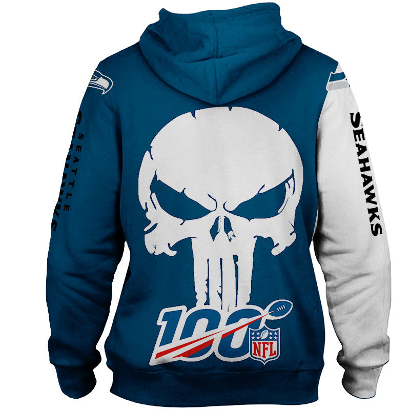 Seattle Seahawks Printed Skull - 3D All Over Print Hoodie Gifts For Fans