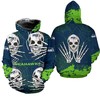 Seattle Seahawks Skull For Halloween - 3D All Over Print Hoodie