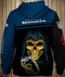 Seattle Seahawks Skull Hoodie - 3D All Over Print Pullover Zip Hoodie For Fans