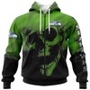 Seattle Seahawks Skull Hoodie All Over Print Custom Name & Number - Gifts For Fans