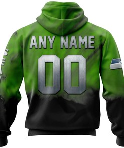Seattle Seahawks Skull Hoodie All Over Print Custom Name & Number - Gifts For Fans