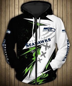Seattle Seahawks Thunder Graphic All Over Print Hoodie Gifts For Fans